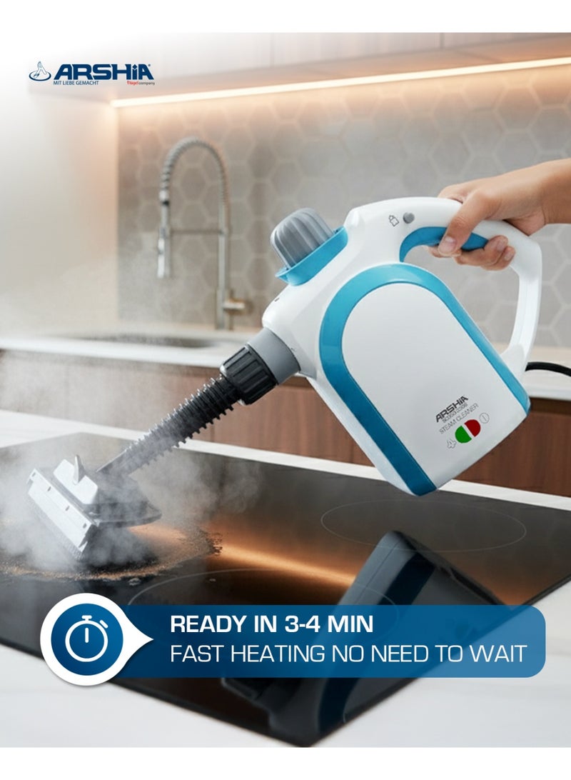 آرشيا جهاز تنظيف بالبخار المحمول من أرشيا 3306 - قوة 1250 واط - ضغط بخار 3 بار - يعقم 99.9% من البكتيريا - جاهز للاستخدام في 3 دقائق - تنظيف عميق للمنزل بدون مواد كيميائية - Image 4